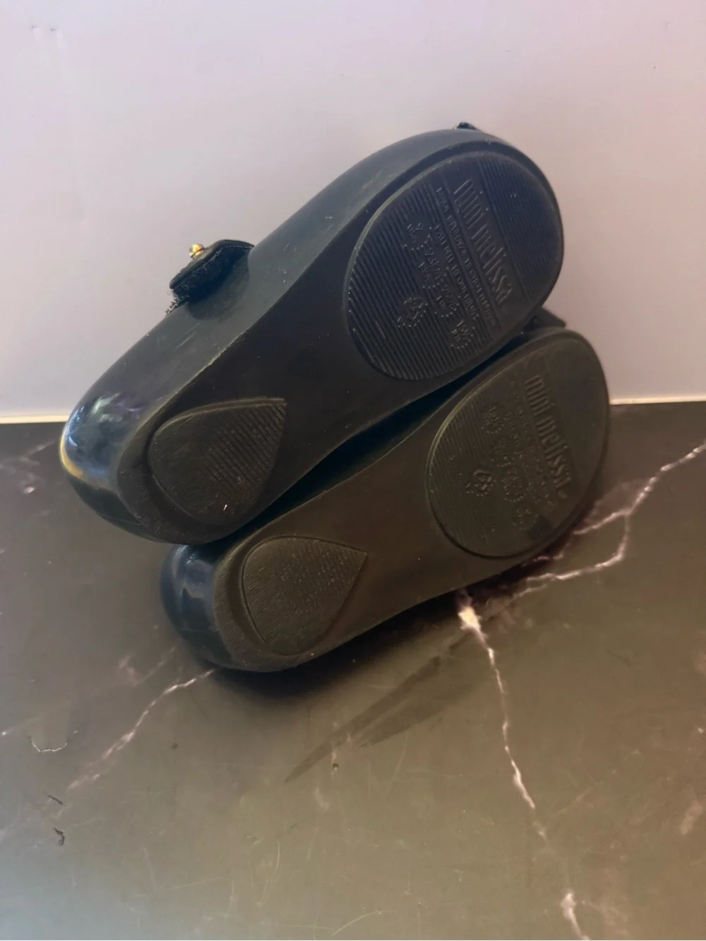 Mini Melissa Black Kids Mary Jane Shoes with Gold Bow